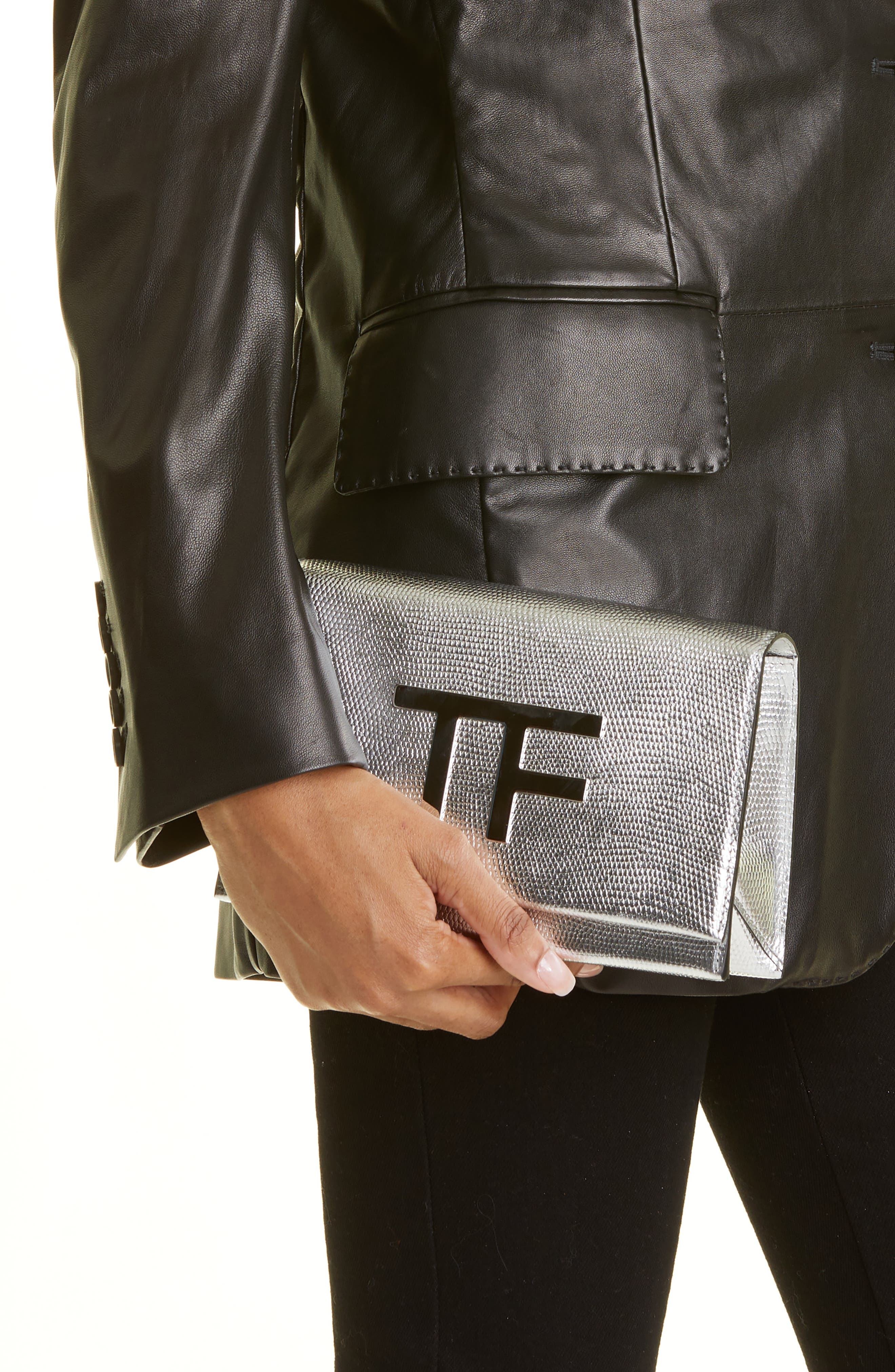 TOM FORD Disco Lizard Embossed Metallic Leather Crossbody Bag, Alternate, color, 