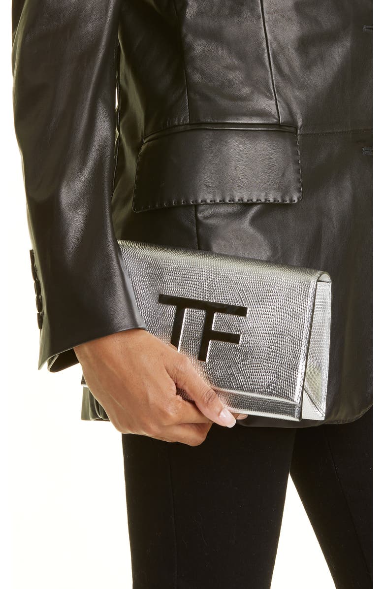 TOM FORD Disco Lizard Embossed Metallic Leather Crossbody Bag, Alternate, color,