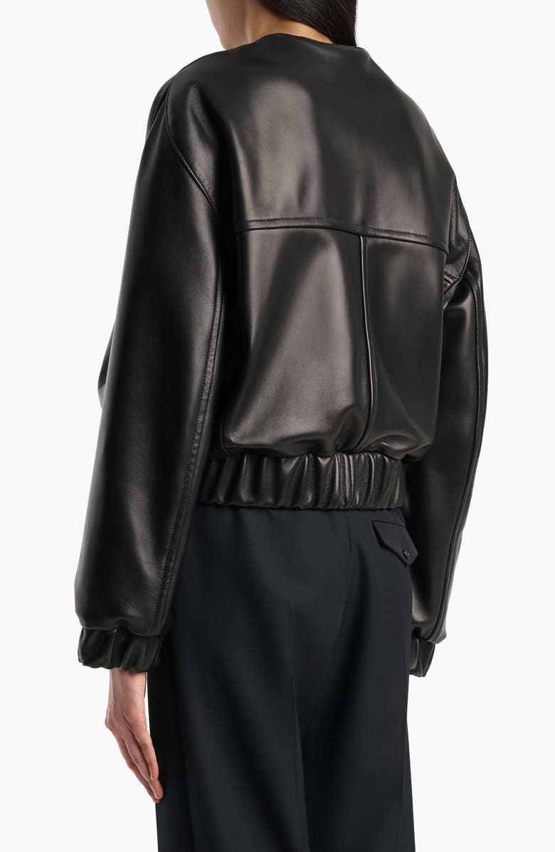Khaite Cordan Lambskin Leather Jacket, Alternate, color, Black