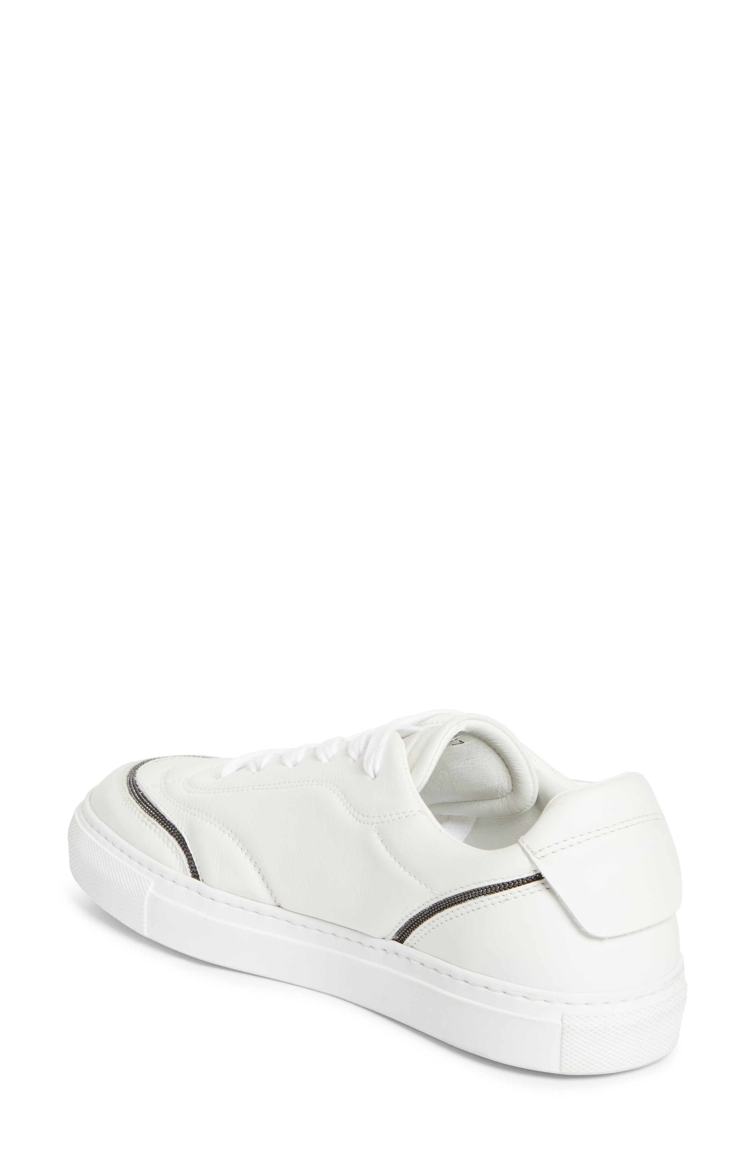 Brunello Cucinelli Monili Trim Low Top Sneaker, Alternate, color, Blanco