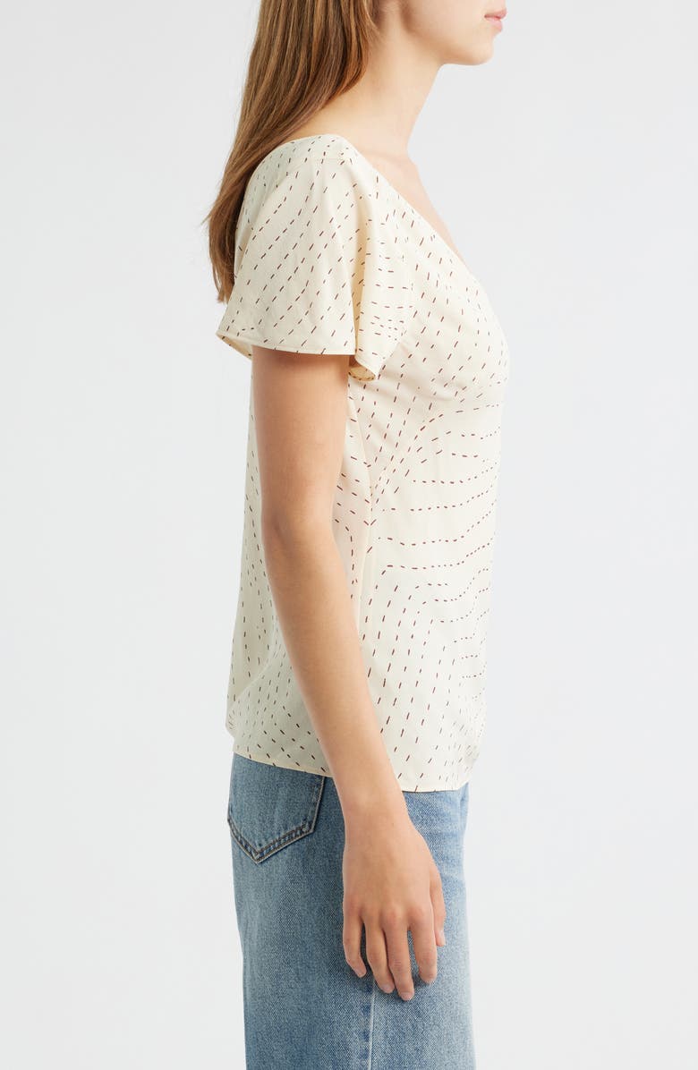 rag & bone Yvonne Print Flutter Sleeve Top, Alternate, color, Ivory Print