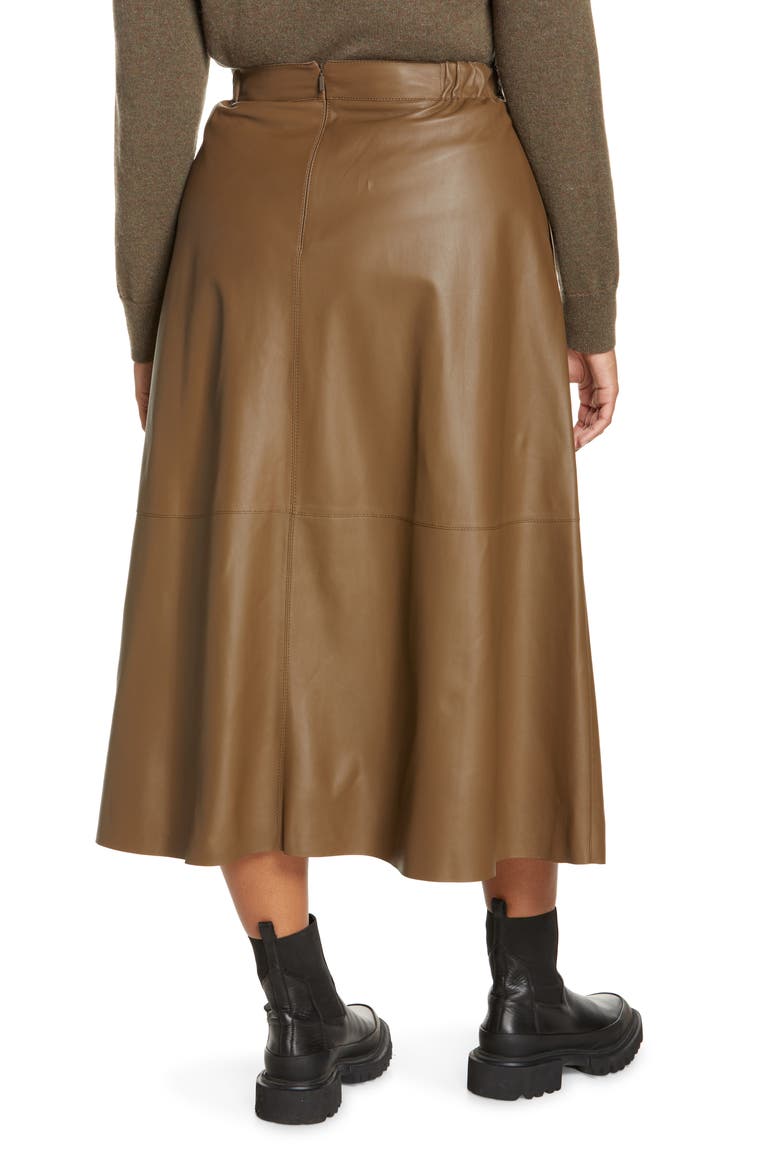 Sumner Plonge Leather Midi Skirt, Alternate, color, ASHWOOD