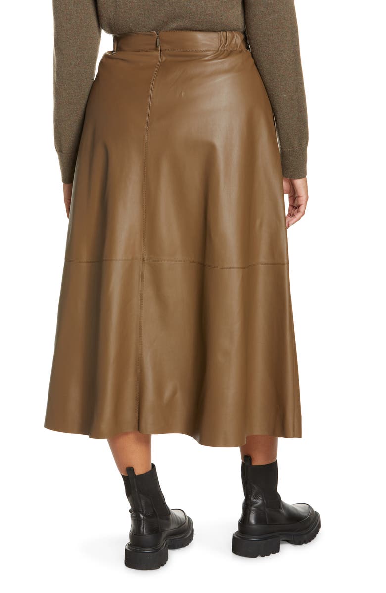 Lafayette 148 New York Sumner Plonge Leather Midi Skirt, Alternate, color,