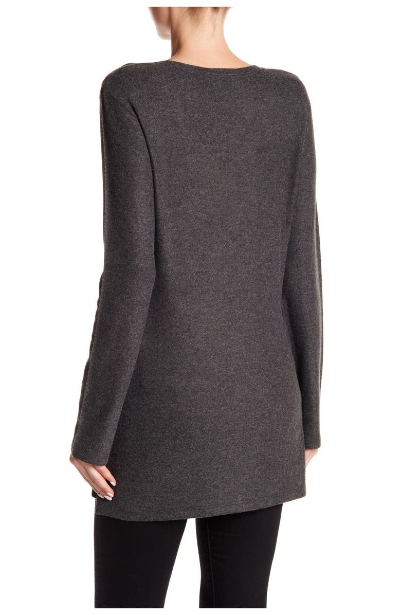 GO COUTURE Printed V-Neck Sweater, Main, color, Charcoal Multi-Colors