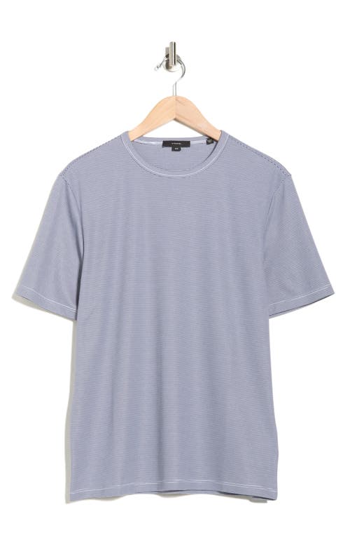 Vince Feeder Stripe Crewneck T-shirt In Blue