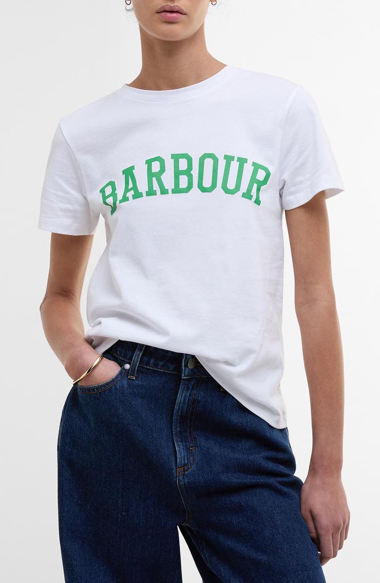 Barbour Bailey Logo Graphic T-Shirt, Main, color, White
