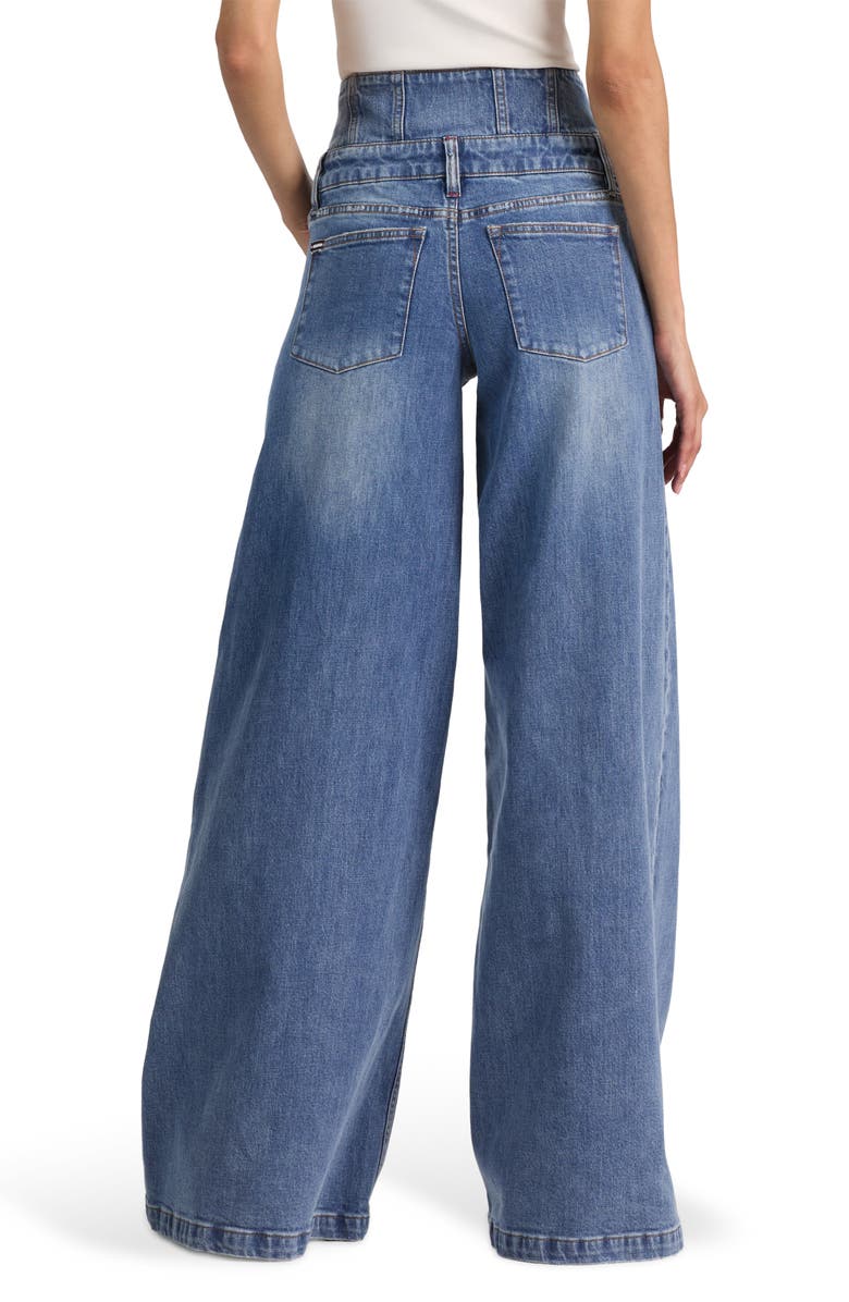 Alice + Olivia Corset Waist Wide Leg Jeans, Alternate, color, 