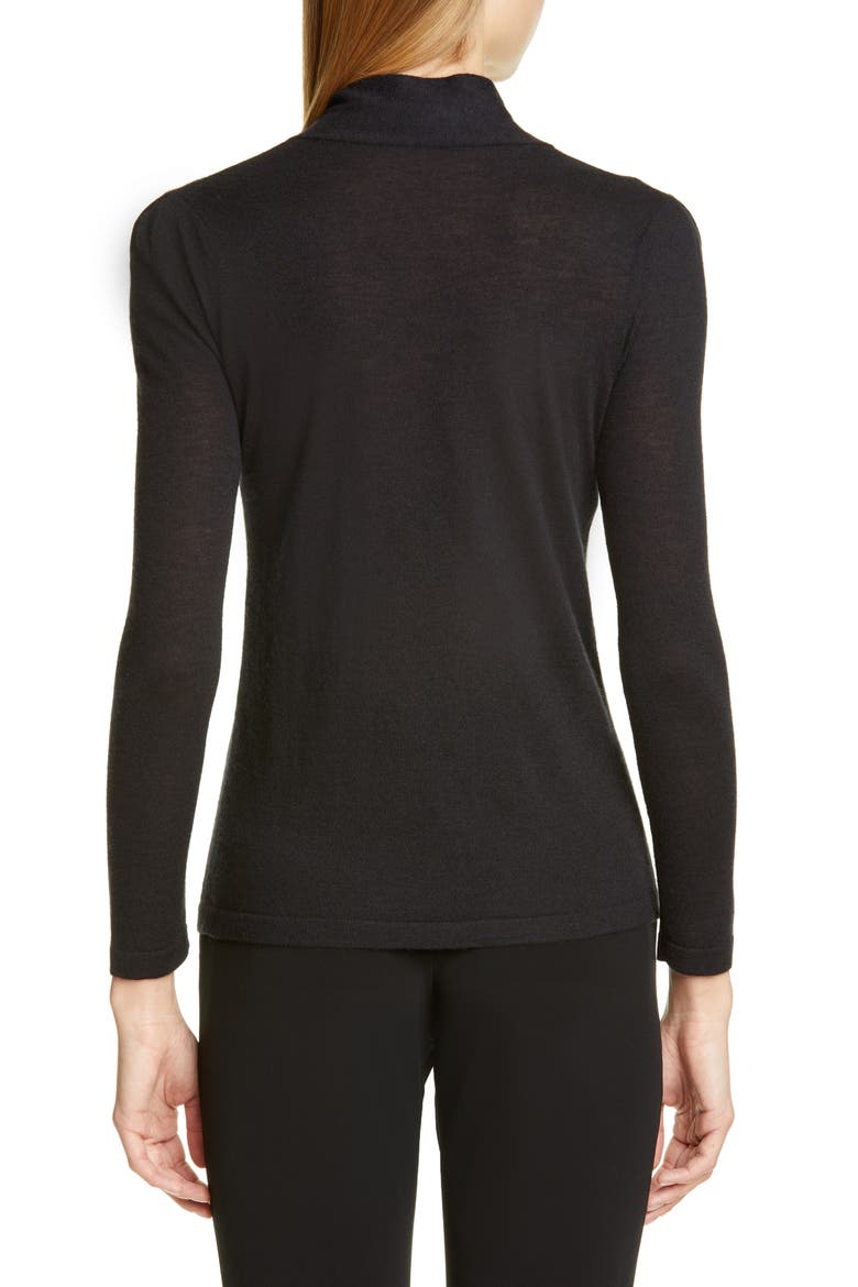Essentials Tie Neck Cashmere Sweater, Alternate, color, BLACK