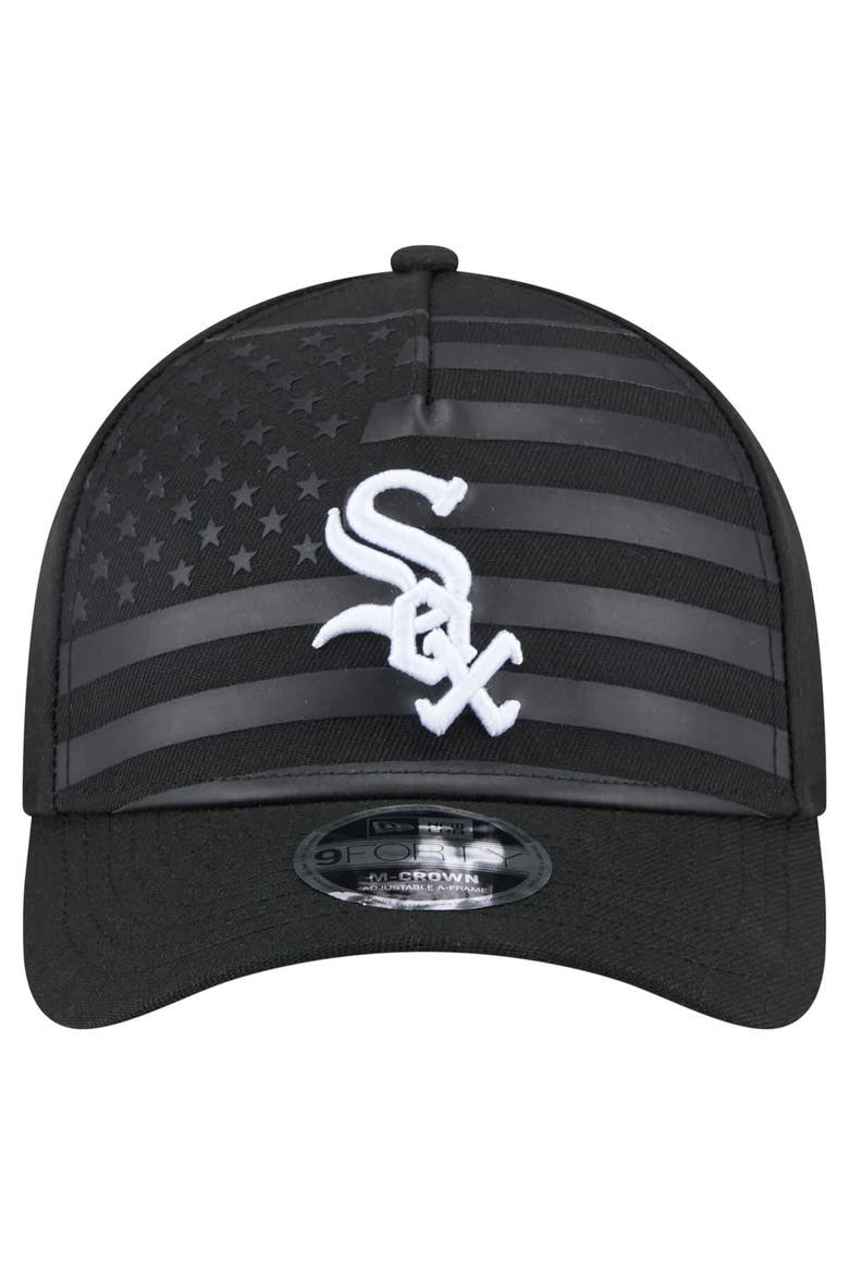 Men's New Era Black Chicago White Sox American Flag 9FORTY M-Crown A-Frame Adjustable Hat, Alternate, color, Black