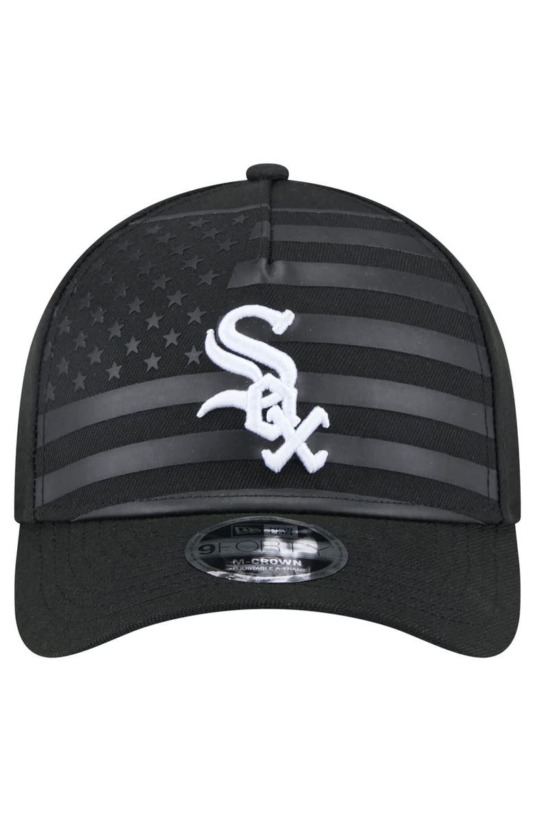 New Era Men's New Era Black Chicago White Sox American Flag 9FORTY M-Crown A-Frame Adjustable Hat, Alternate, color, Black