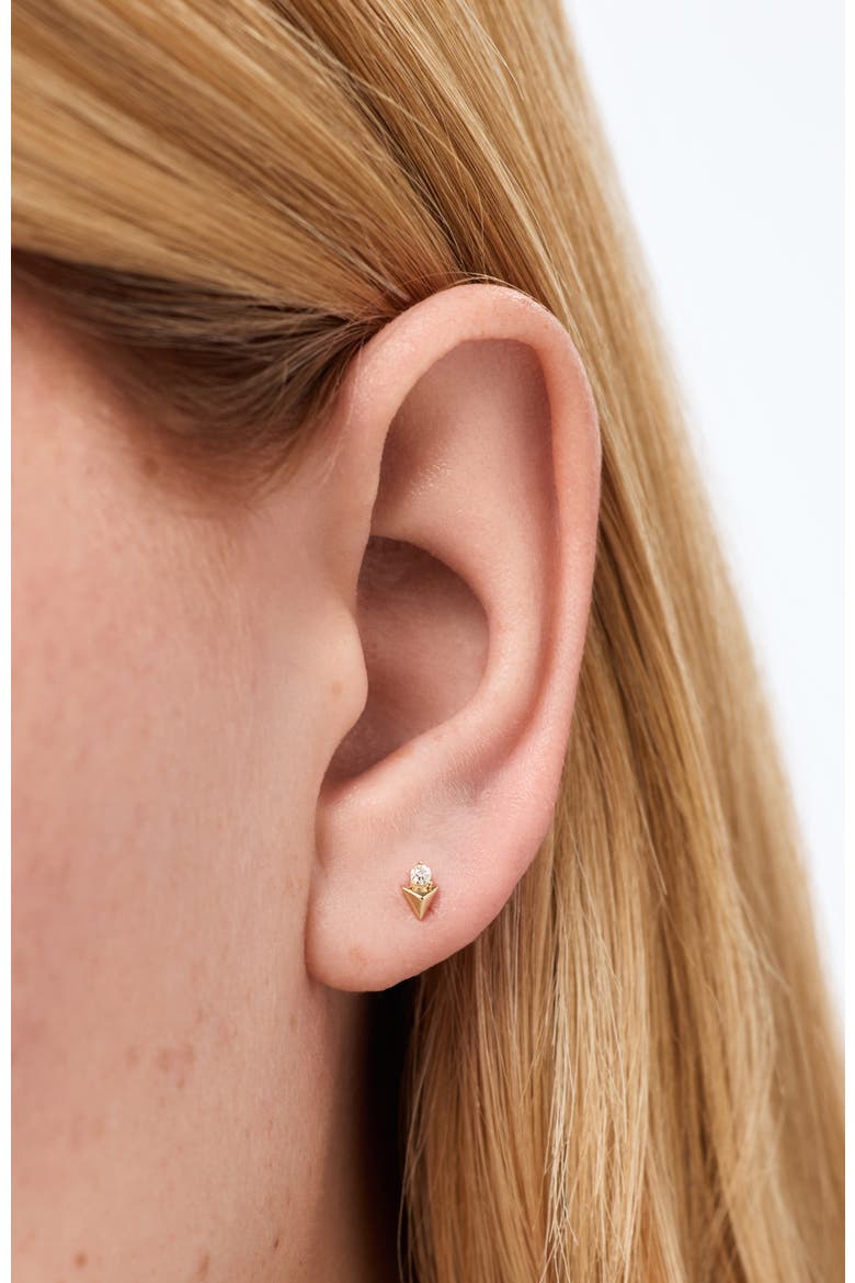 Solid Yellow Gold - Diamond Pyramid Flatback Studs, Alternate, color, Gold