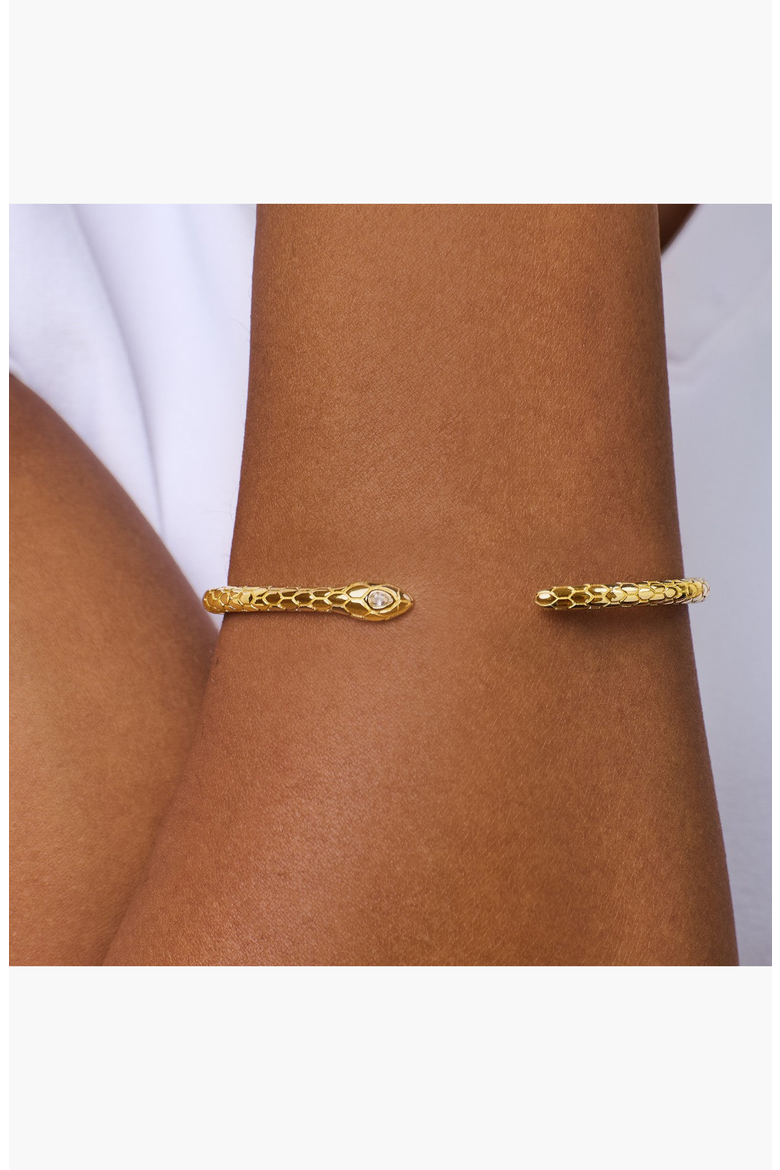 Snake Cuff Bracelet, Alternate, color, Gold