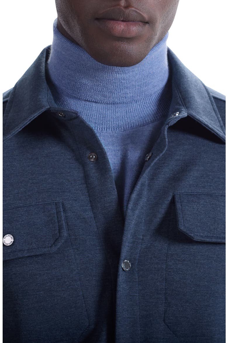 Heathered Kint Snap-Up Shirt Jacket, Alternate, color, NAVY