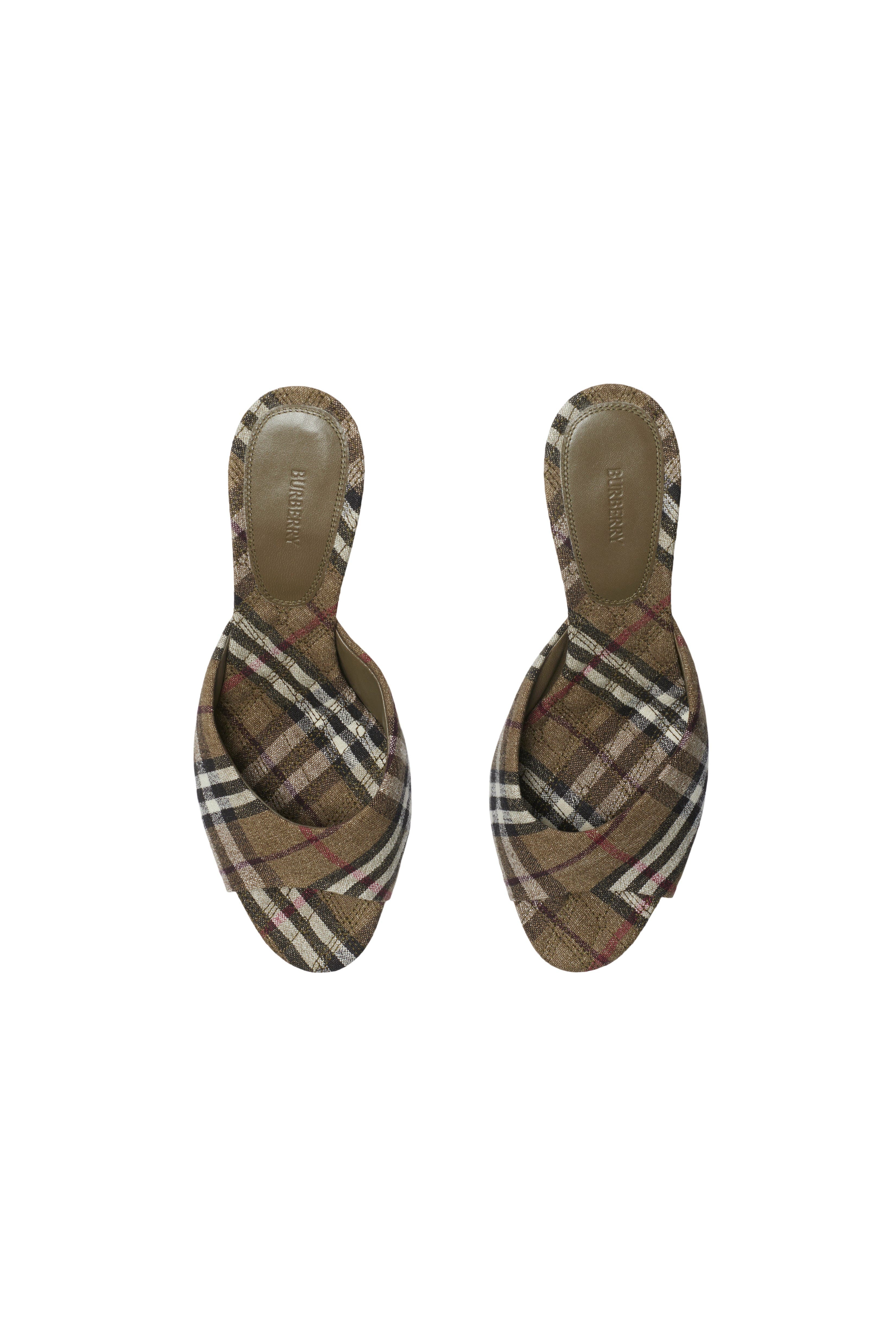 Check Linen Blends Mews Low Mules, Alternate, color, Brush