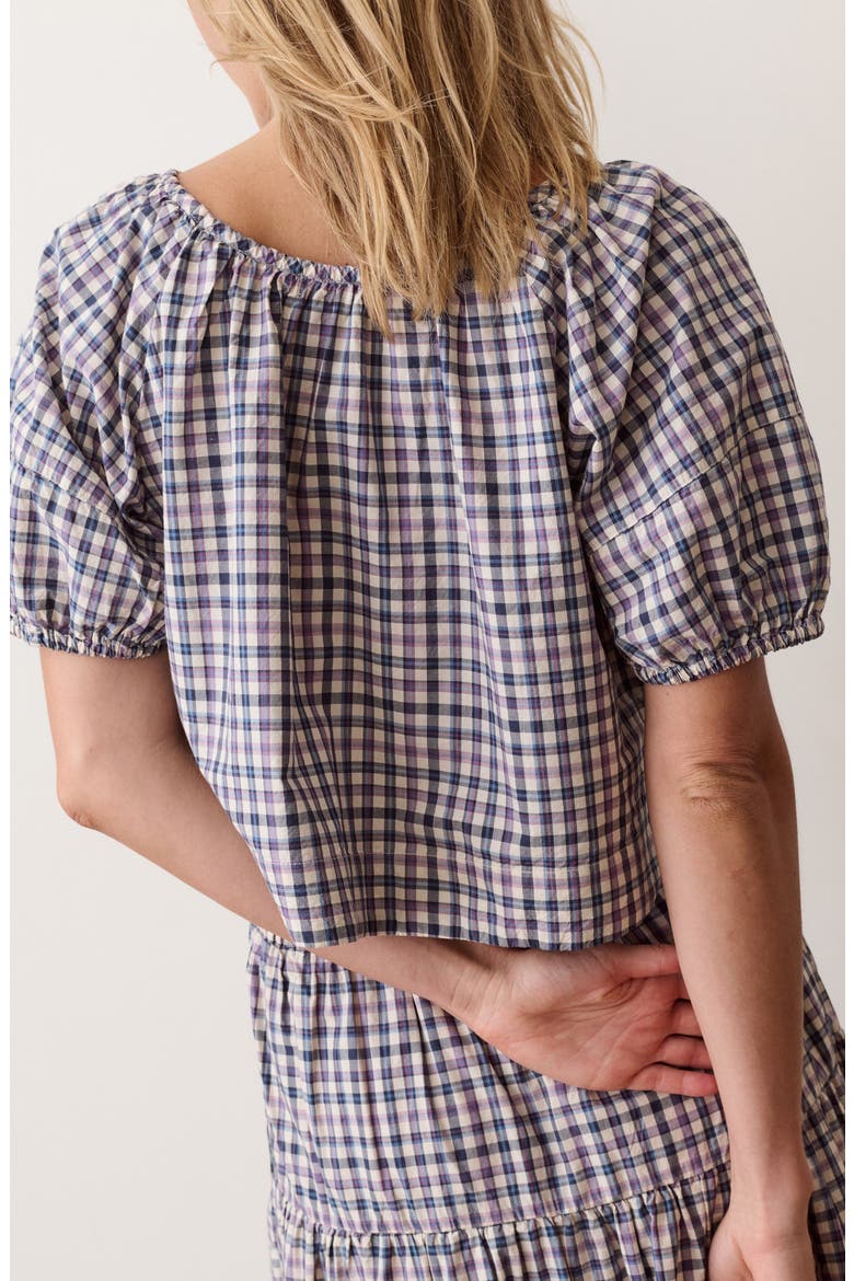 Gia Pima Cotton Poplin Top, Alternate, color, BLUE AND LAVENDER PLAID