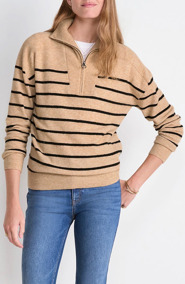 vineyard vines Stripe Merino Wool Blend Half Zip Sweater, Main, color, 