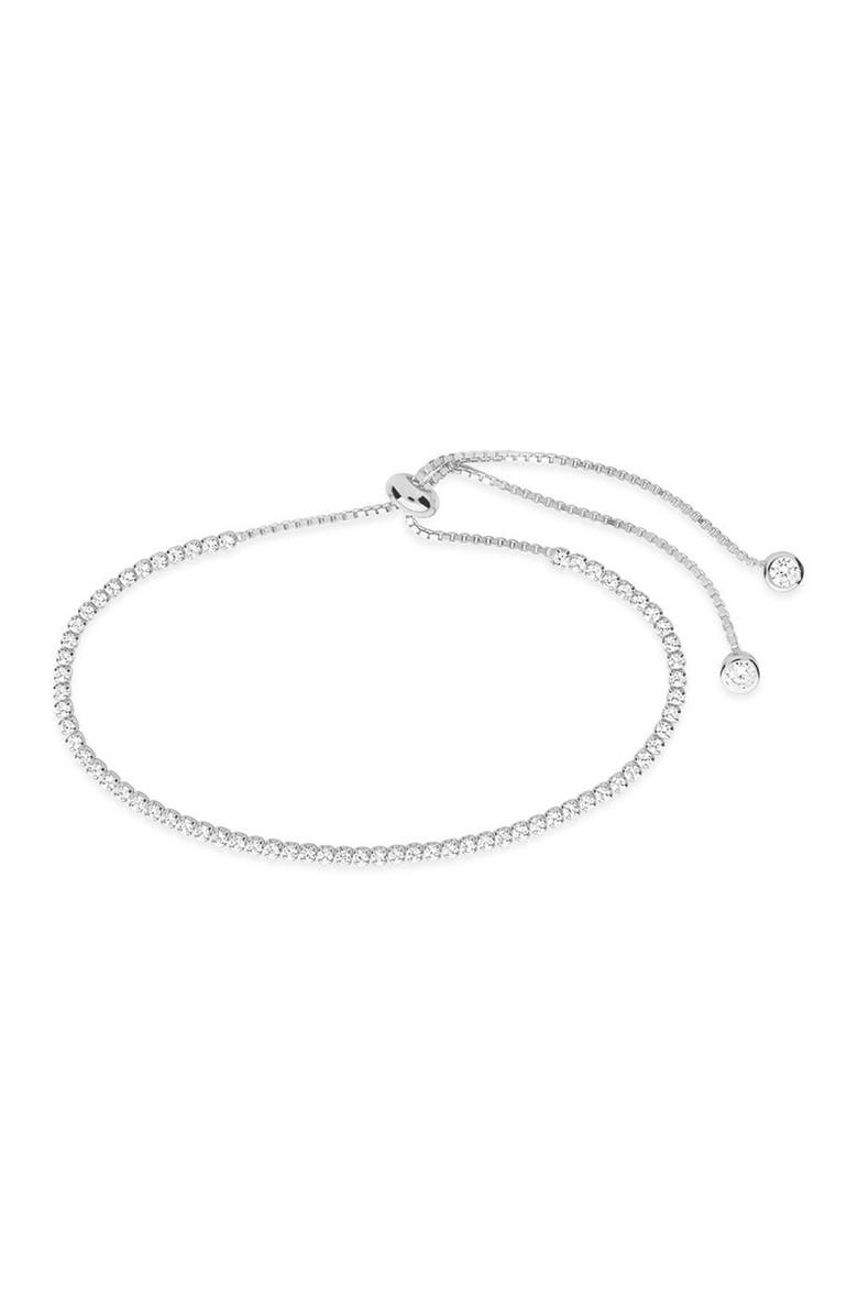 Sterling Forever Rhodium Plated Clear CZ Slider Bracelet, Main, color,