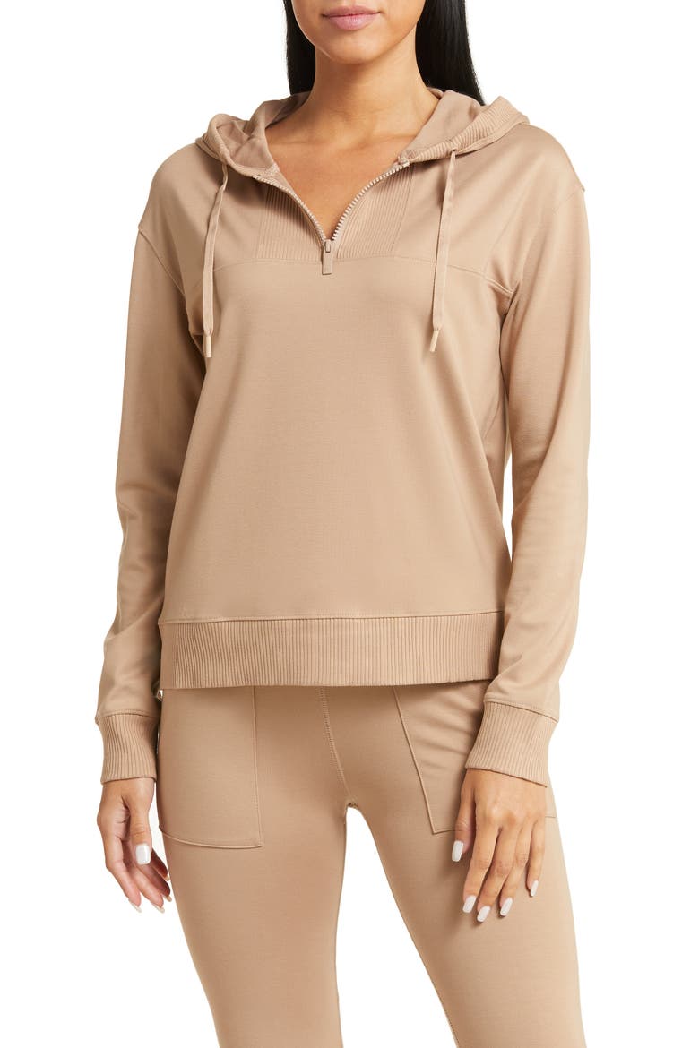 Horizon Line Quarter Zip Hoodie, Main, color, NATURAL