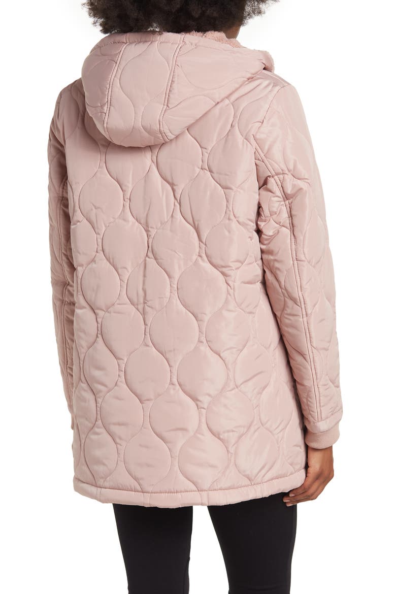 Faux Shearling Lined Onion Quilt Statium Jacket, Alternate, color, DUSTY ROSE