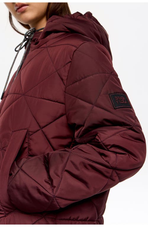 Bimba Y Lola Straight Hooded Puffer In Burgundy