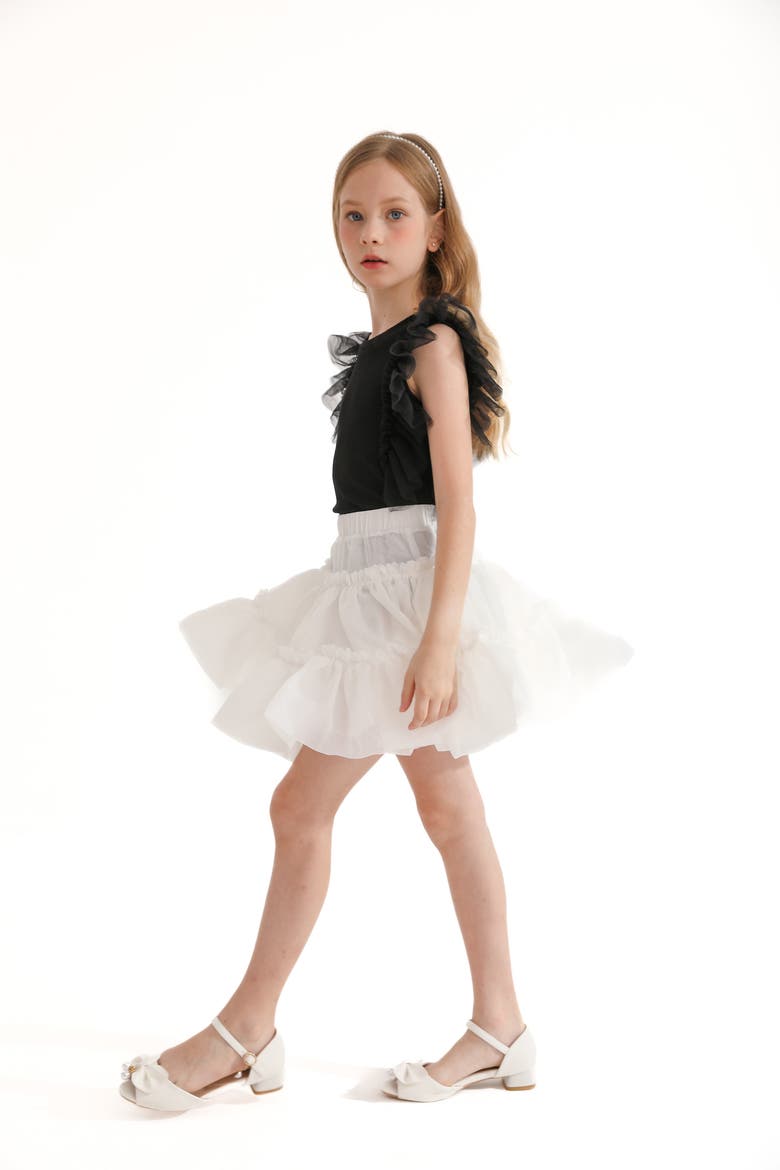 Frilled Satin Skort, Alternate, color, White