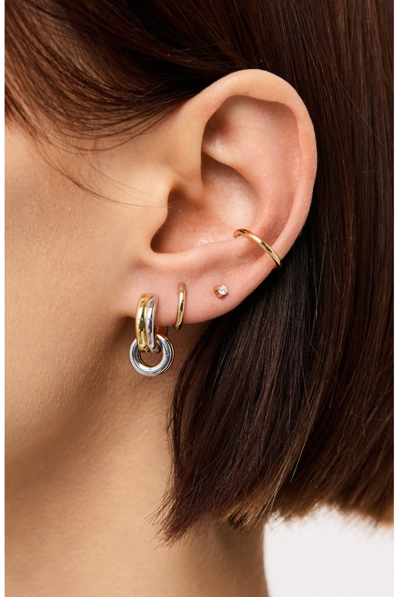 Asher Drop Huggie Hoop Earrings, Alternate, color, GOLD / SILVER