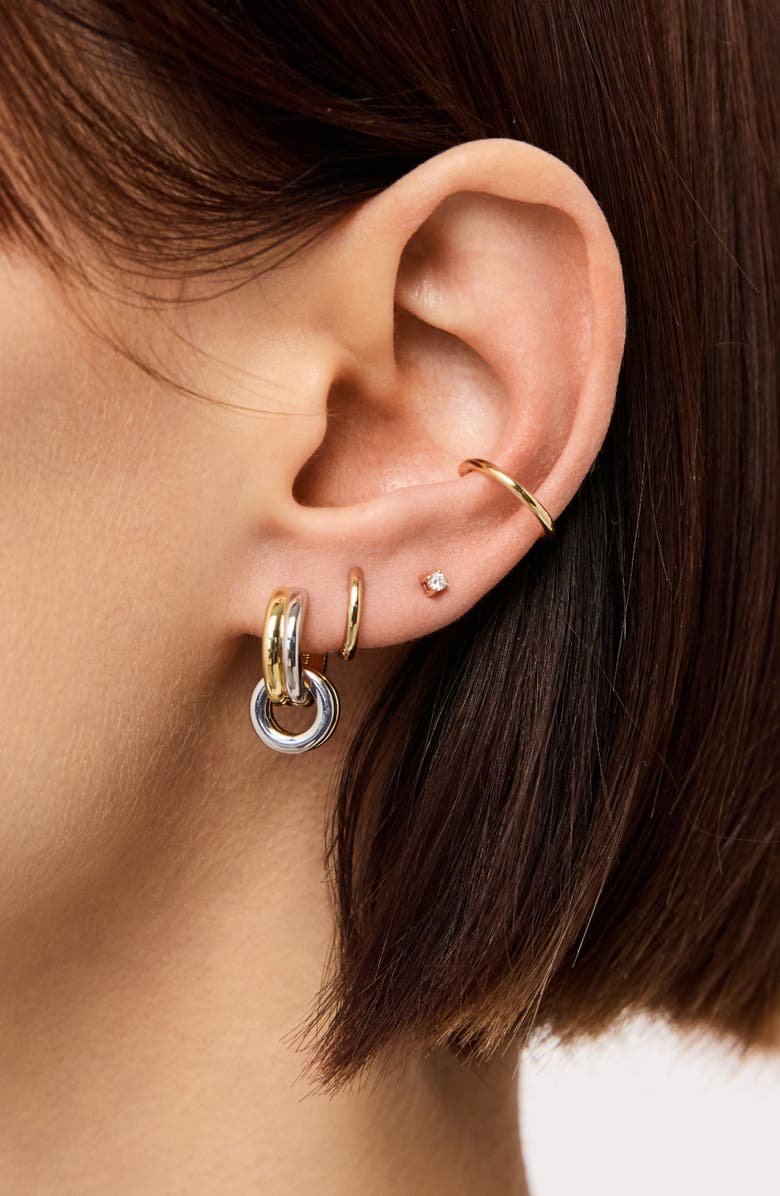 Ana Luisa Asher Drop Huggie Hoop Earrings, Alternate, color, Gold / Silver