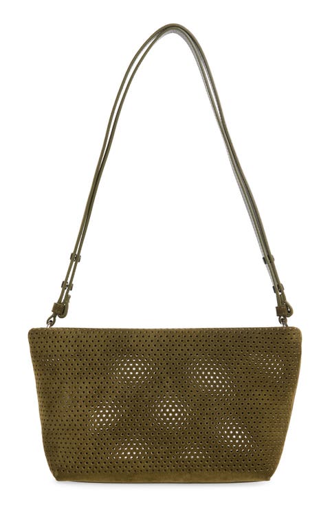 Bond Perforated Suede Shoulder Bag