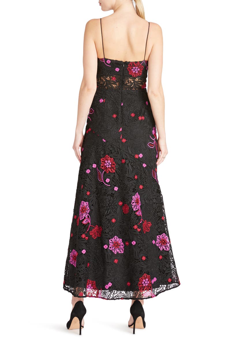 ML Monique Lhuillier Sleeveless Embroidered Lace A-Line Dress, Alternate, color, Black Multi