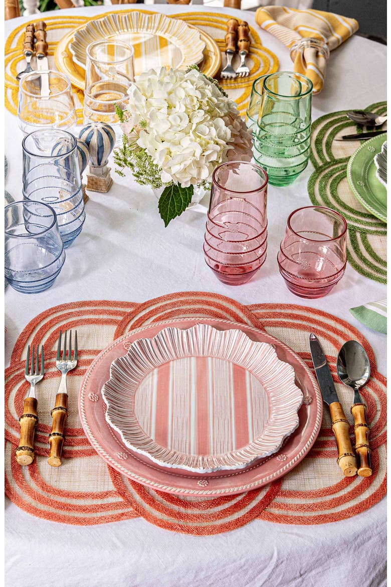 Berry & Thread Set of 4 Melamine Dinner Plates, Alternate, color, CORAL