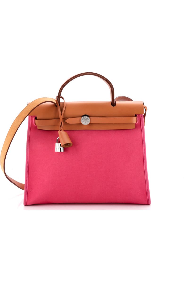 Pre-Owned Hermes Herbag Zip Leather and Toile 31, Main, color, Rose Tyrien