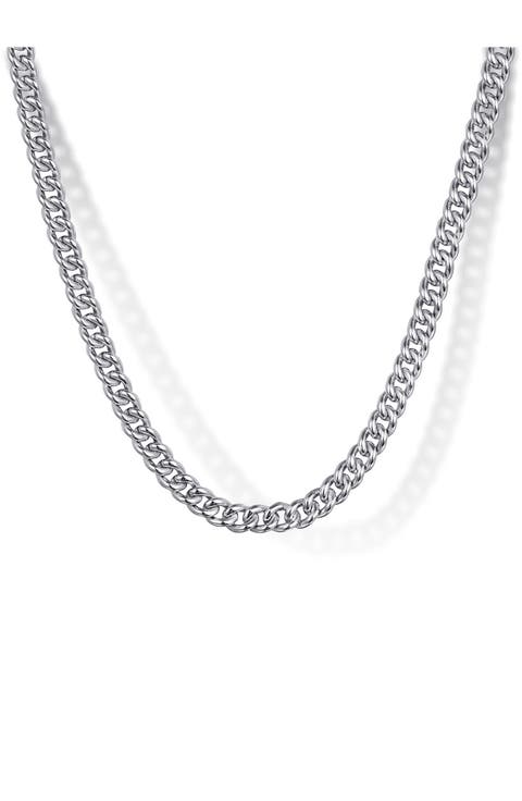 Contemporary Sterling Silver Curb Chain Necklace