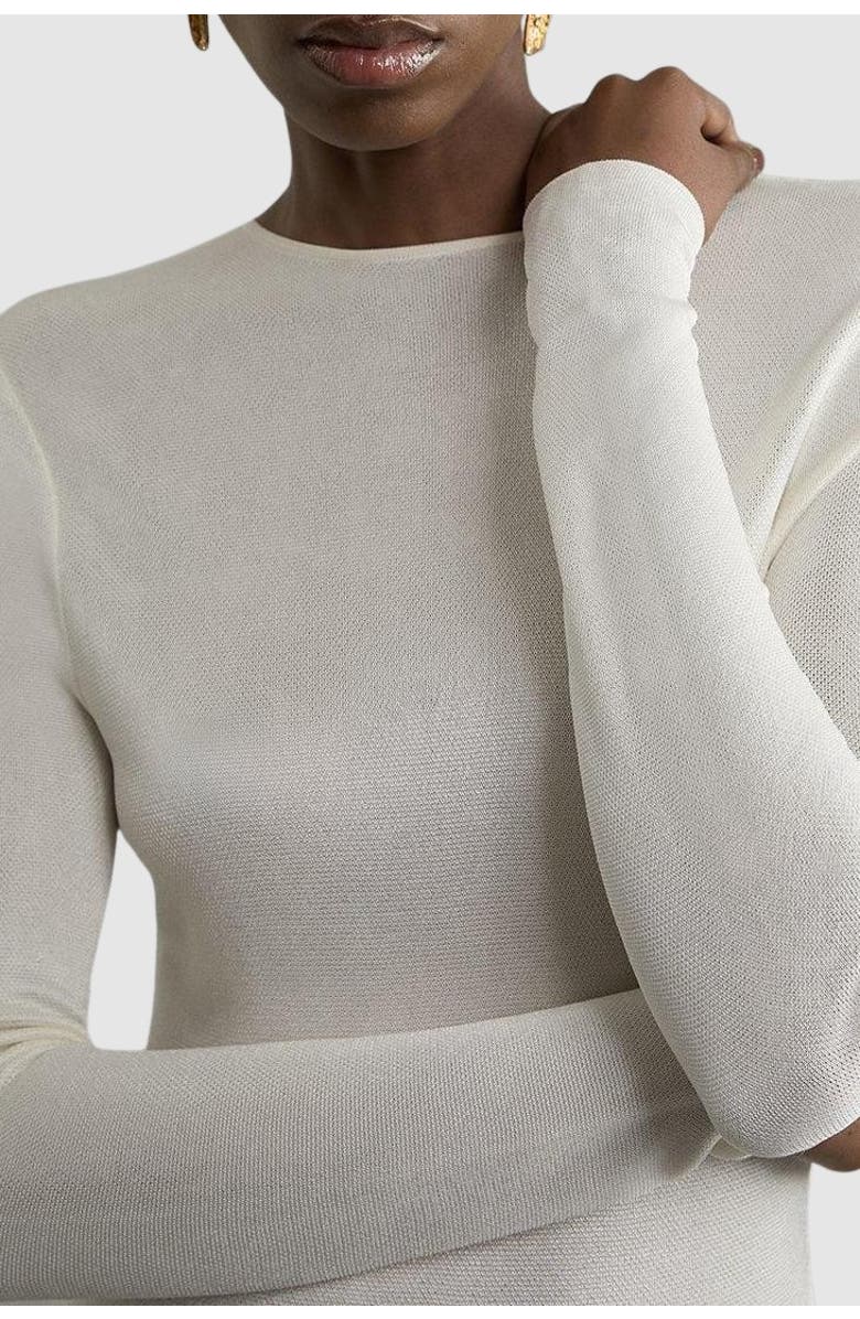 Karen Millen Slinky Lace Asymmetric Maxi Dress, Alternate, color, Cream