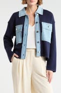 Nanette Lepore Denim Trim Button Front Cardigan