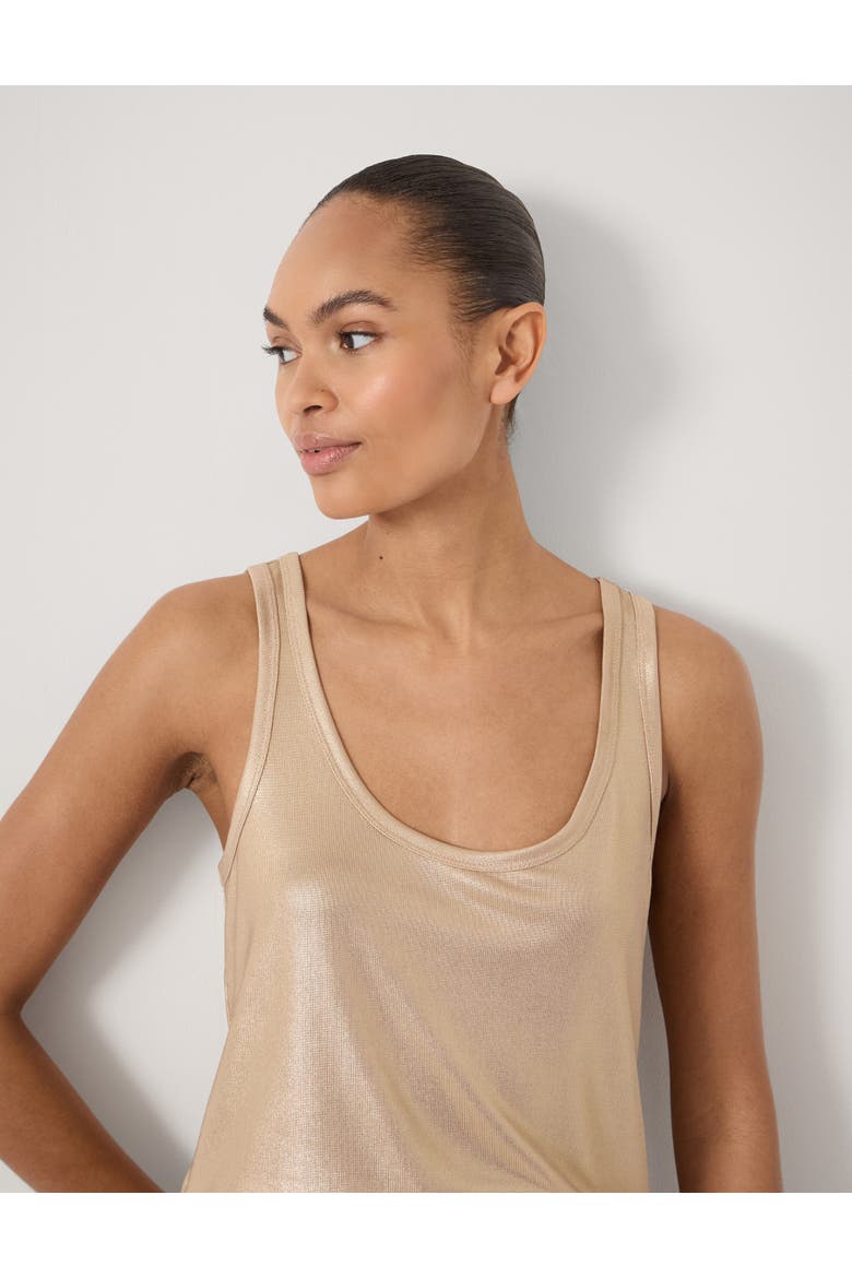 Metallic Scoop Neck Slub Vest, Alternate, color, Gold Lurex