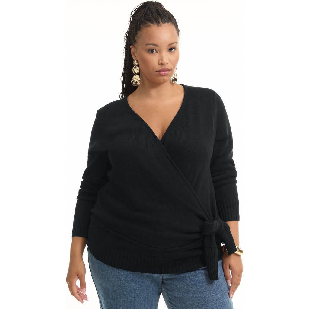 June + Vie Wrap-front Cardigan In Animal Print