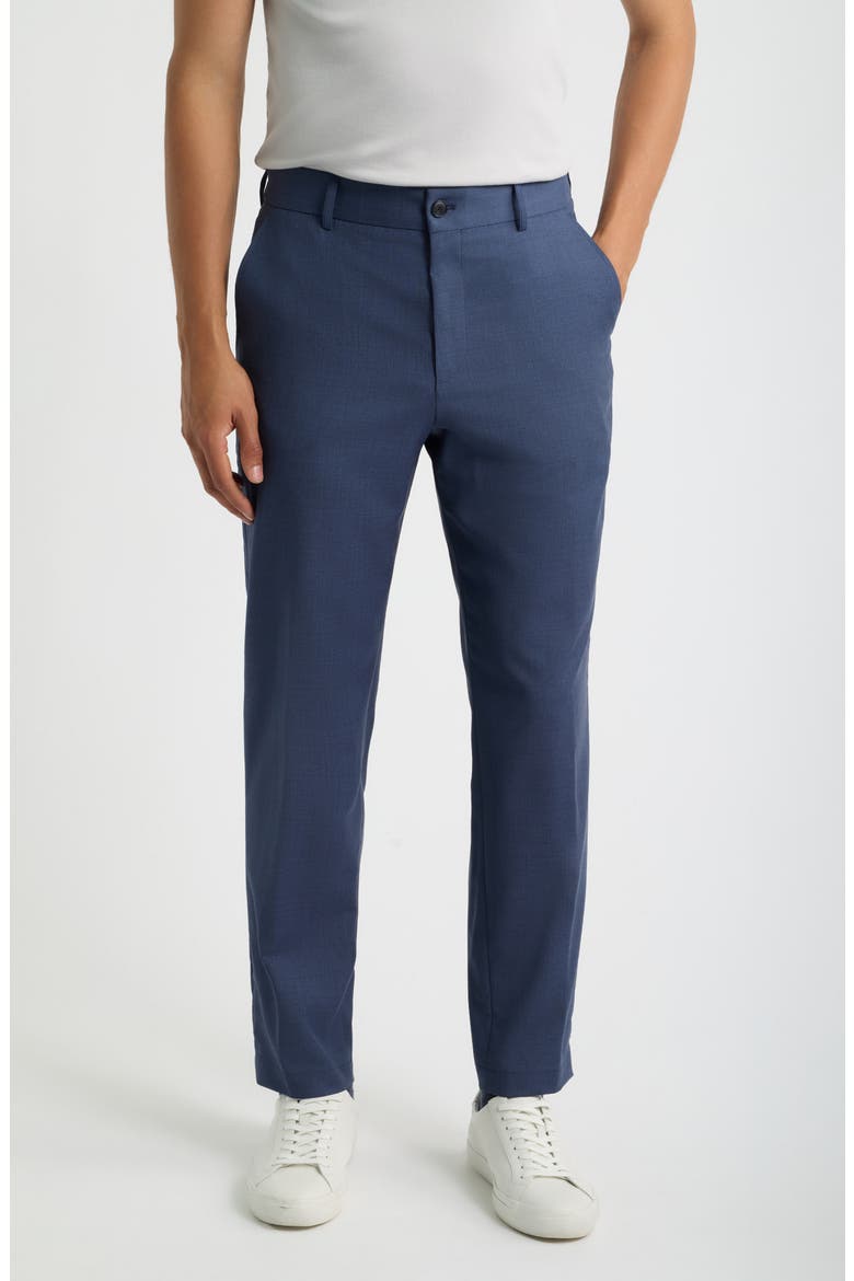Virgin Wool Flat Front Trousers, Main, color, OPEN BLUE