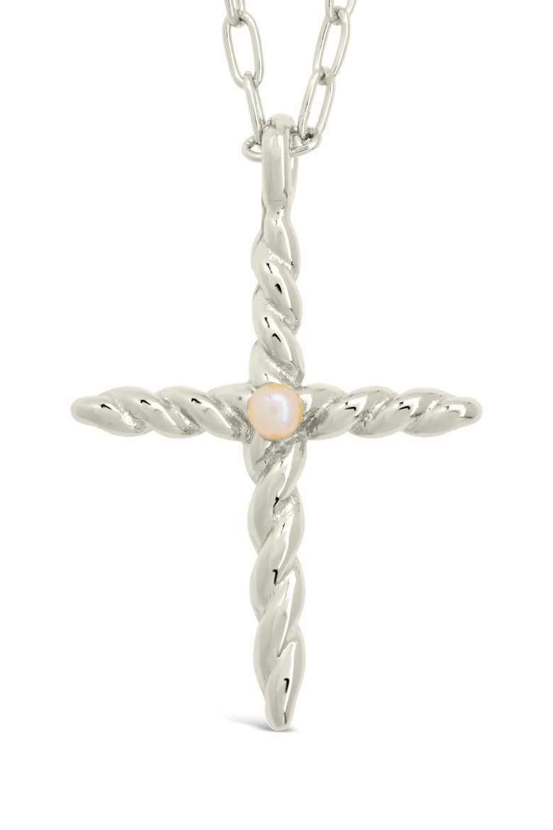 Anas Cultured Pearl Cross Pendant Necklace, Alternate, color, SILVER