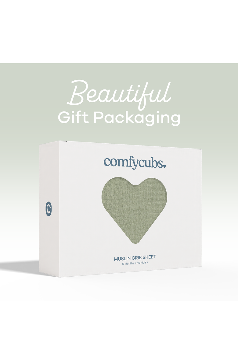 Comfy Cubs Muslin Fitted Crib Sheet, Alternate, color, Sage