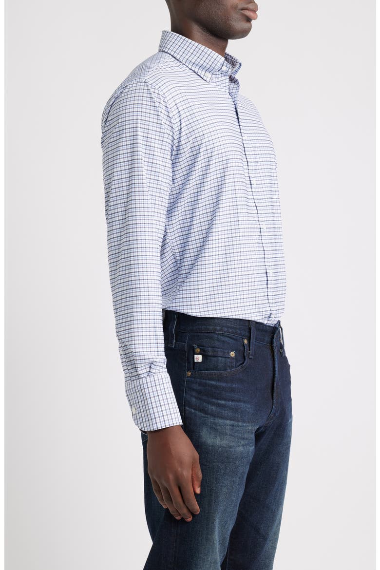 Leavenworth Check Performance Twill Button-Down Shirt, Alternate, color, EVENING TIDE