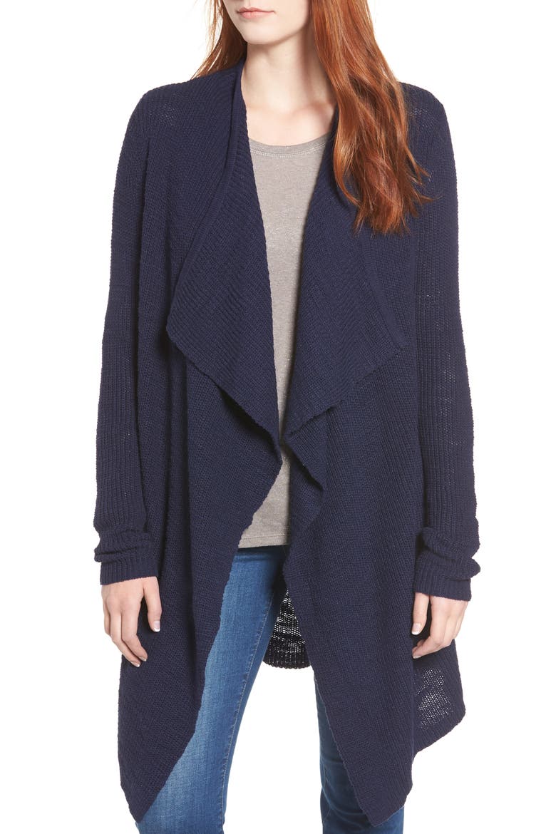 Drape Collar Cardigan, Main, color, NAVY PEACOAT