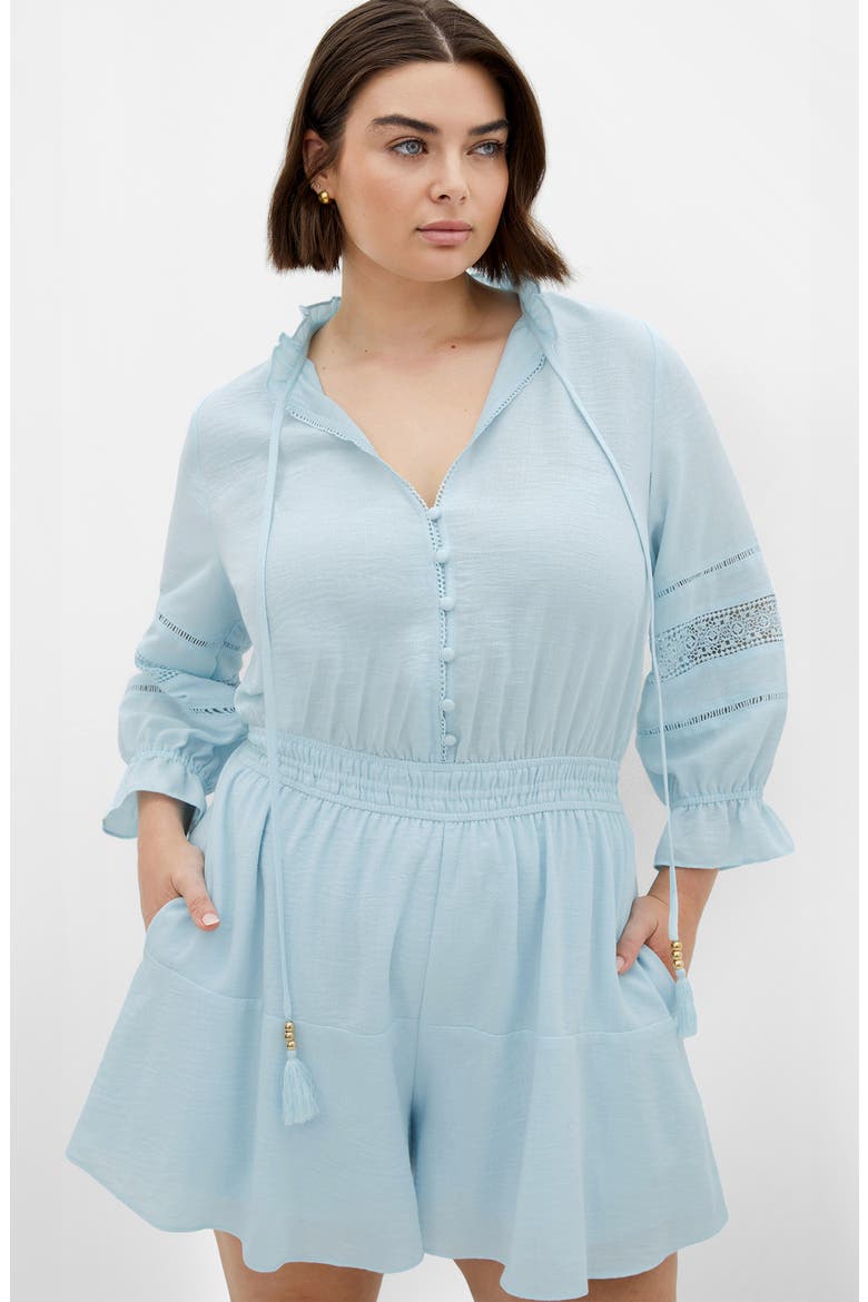 Long Sleeve Woven Romper, Alternate, color, ICE BLUE