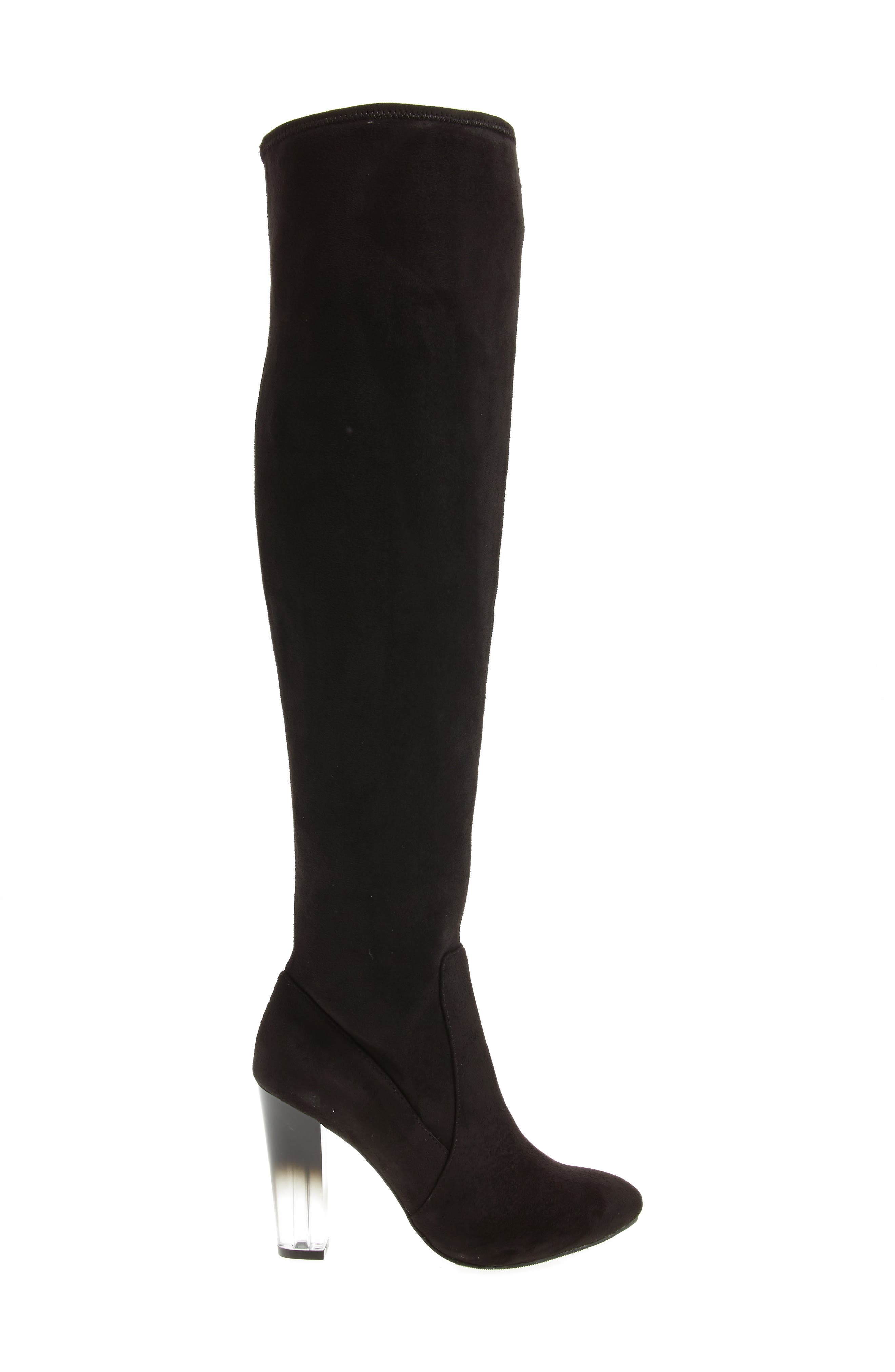Icelyn Over the Knee Stretch Boot, Alternate, color, BLACK FAUX SUEDE