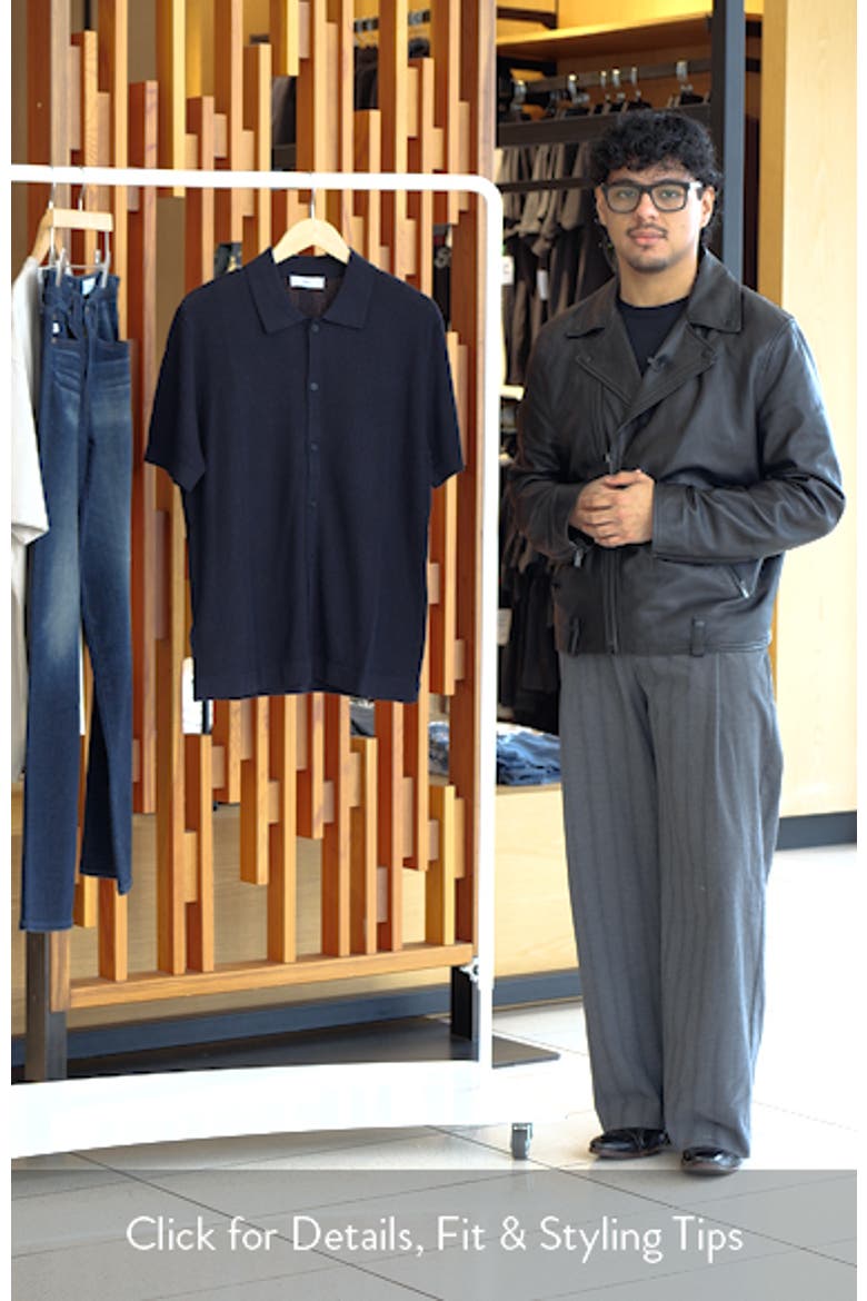 Short Sleeve Rib-Knit Button-Up Shirt video