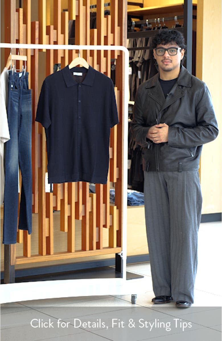 Short Sleeve Rib-Knit Button-Up Shirt, sales video thumbnail