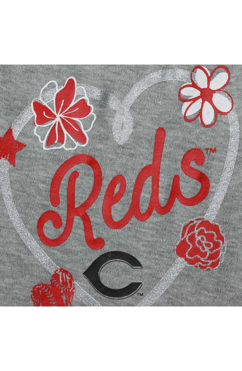 Outerstuff Girls Newborn & Infant Red/White/Heathered Gray Cincinnati Reds 3-Pack Batter Up Bodysuit Set, Alternate, color, 