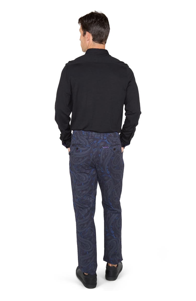 Lords of Harlech Charles Stretch Twill Flat Front Pant, Alternate, color, Paisley Badalona Smoke