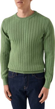 Eton Rib Knit Cotton Crewneck Sweater