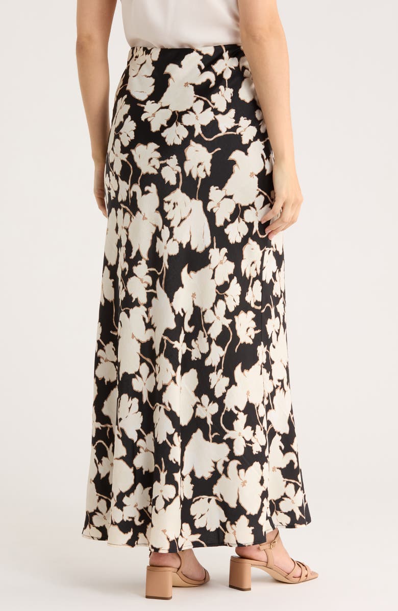 NORDSTROM RACK Textured Satin Bias Maxi Skirt, Alternate, color, Black- Tan Falling Foliage