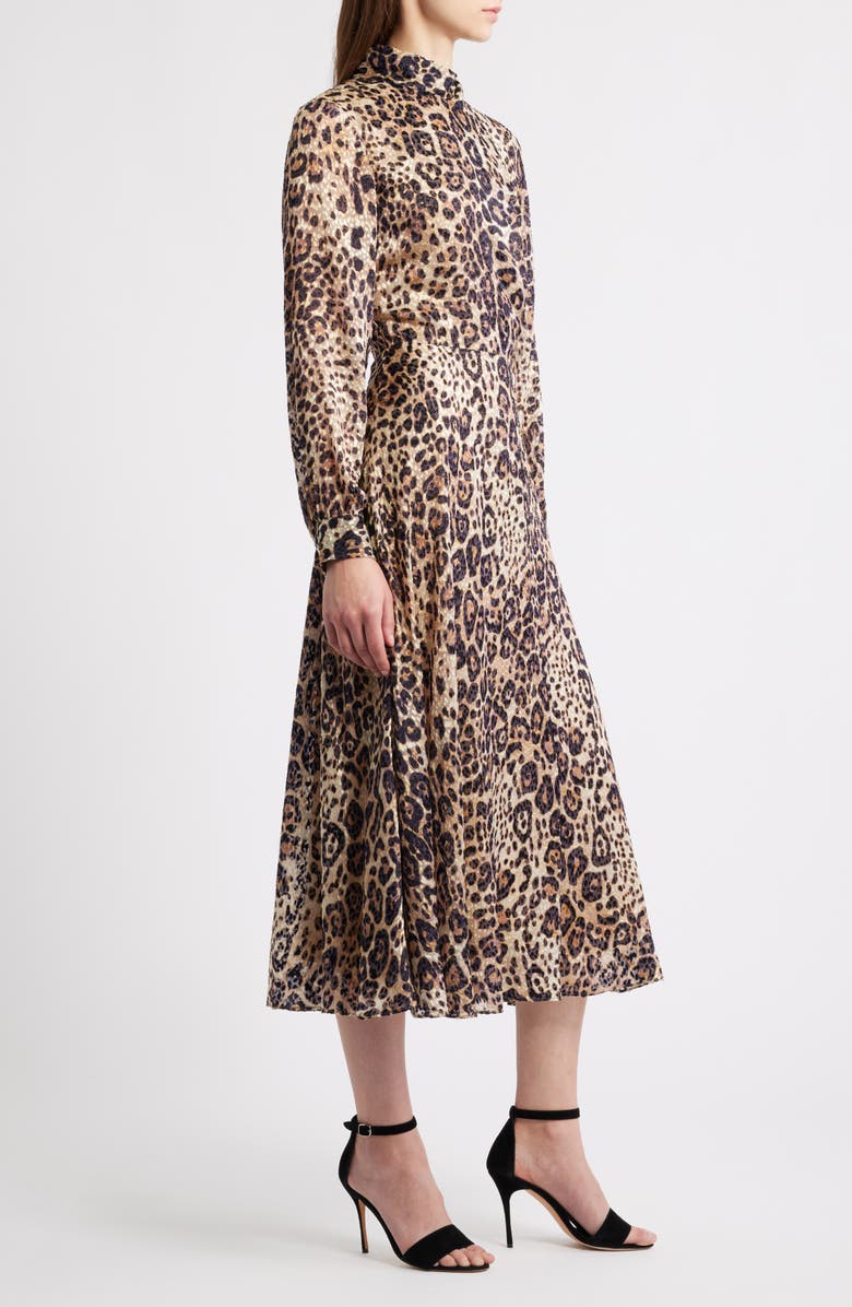 Elie Tahari The Nomi Leopard Print Long Sleeve Dress, Alternate, color, Imperial Leopard Brown